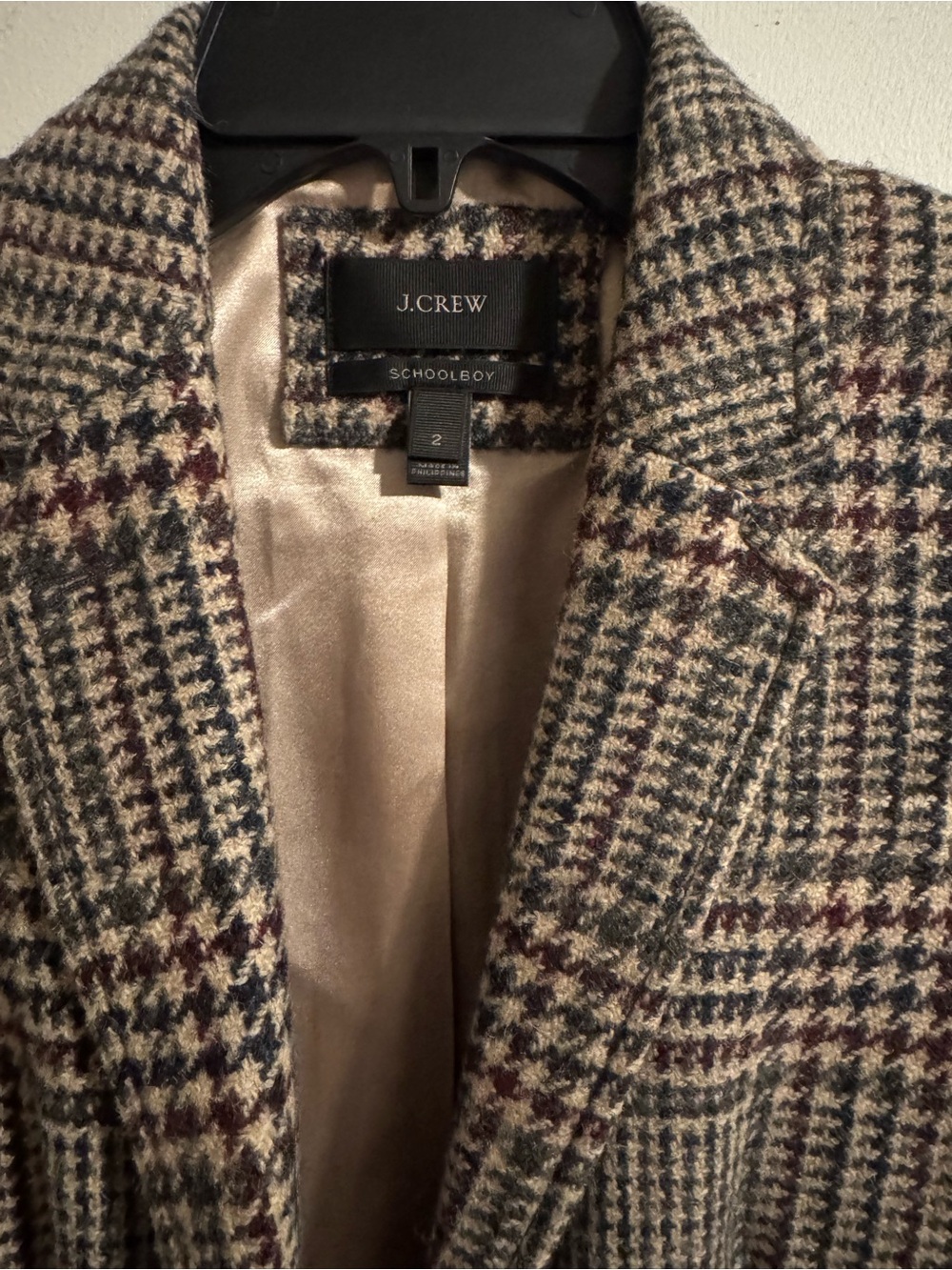 J. Crew Glen Plaid Wool Blend Blazer Jacket in Forest Green & Burgundy - Picture 5 of 9